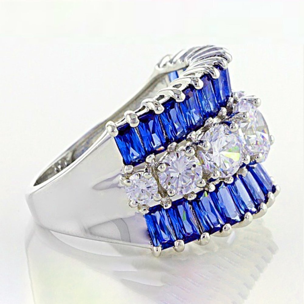 💥 Fashion Eternity Trendy Full Around Sapphire Beautiful Ring for Women,PD456 - Picture 9 of 10